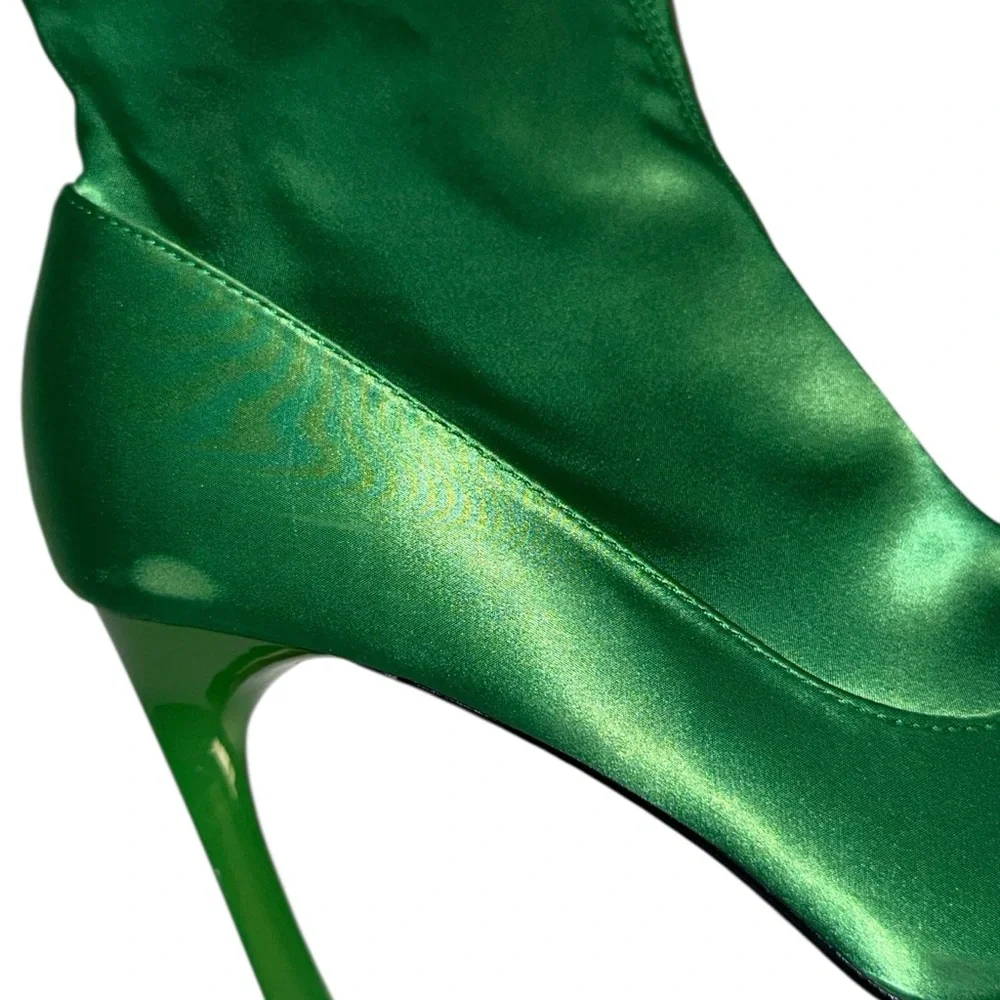 ZARA woman's satin effect ankle boots green 38 Euro/7.5 to 8 US